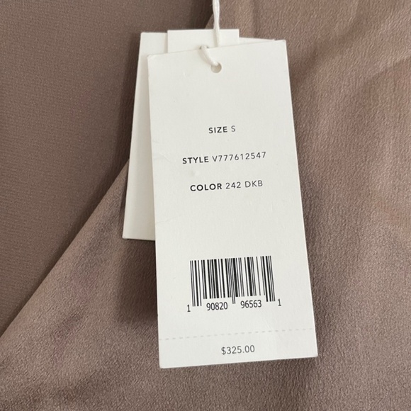 NWT Vince Silk Long Sleeve V-neck Button Down Blouse, Taupe, size S - Picture 7 of 11